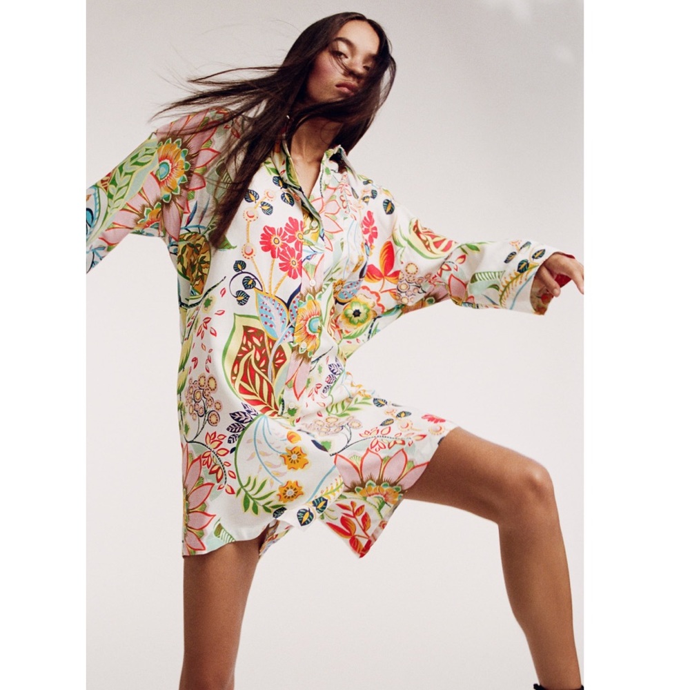Last 🔥🔥Zara printed shirt collar jumpsuit